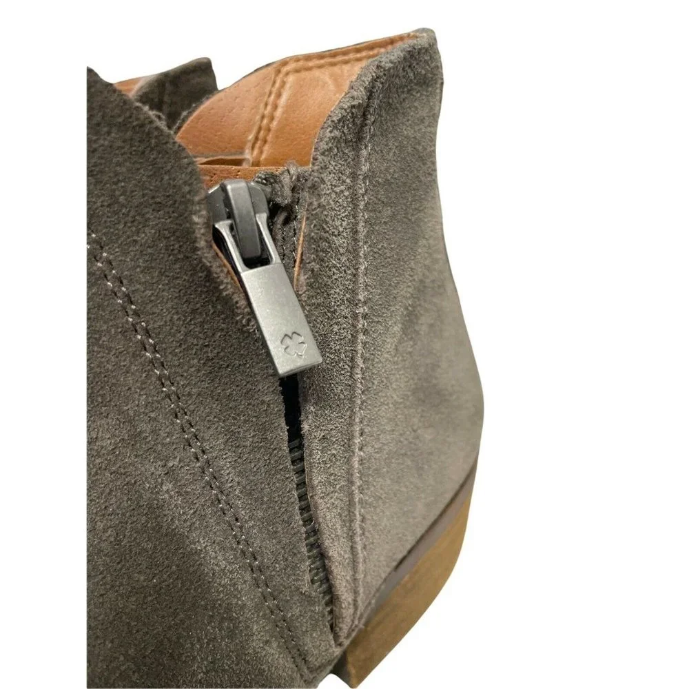 Lucky Brand Shoes Womens 9 Brenon Iron Gray Suede Leather Ankle Zip Booties - Picture 6 of 12